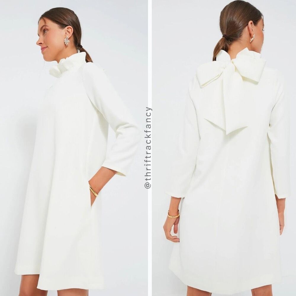 NEW Tuckernuck Dress Daphne Bow Back Ruffle Mini Dress White Size M